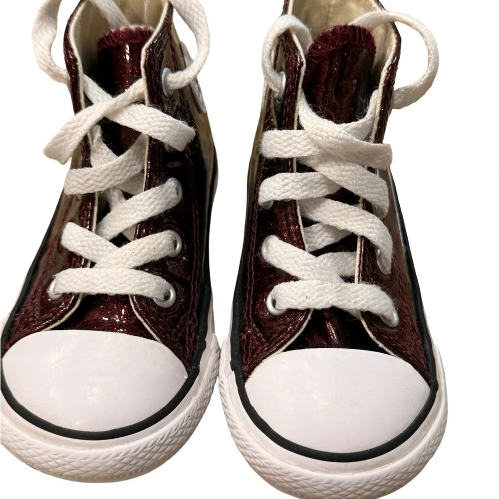 Converse Chuck Taylor All Star Glitter Burgundy Hi-Top Toddler 7 / EU 23